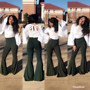 Hunter green wide leg pants